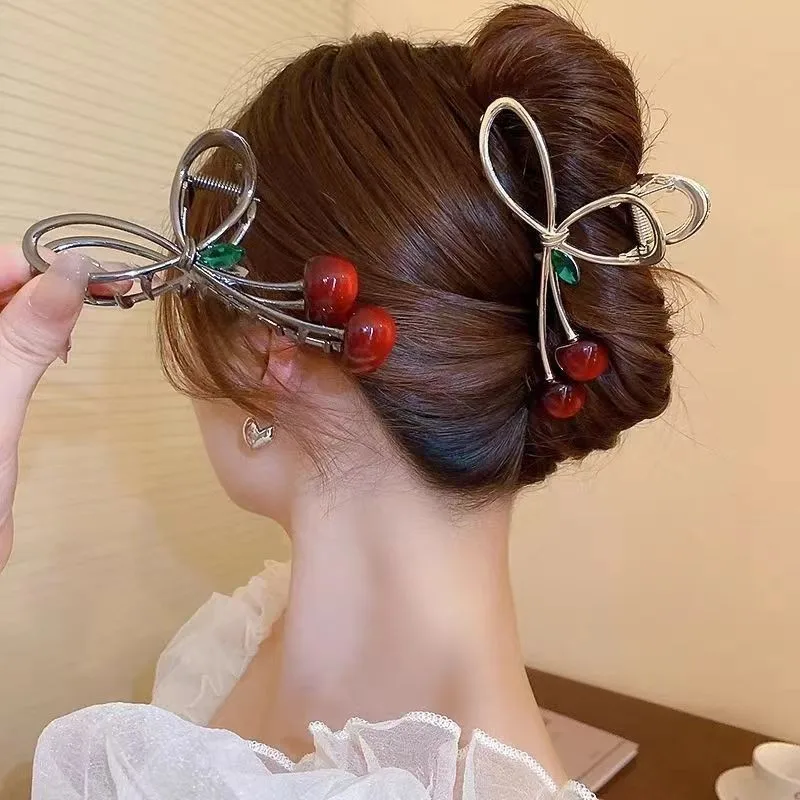 1pc Koreanische Süße Kirsche Bogen Greifen Clip Kleine Frische Haarnadel Shark Clip Haar Clip Einfache Stil Haar Clip Haar zubehör Image