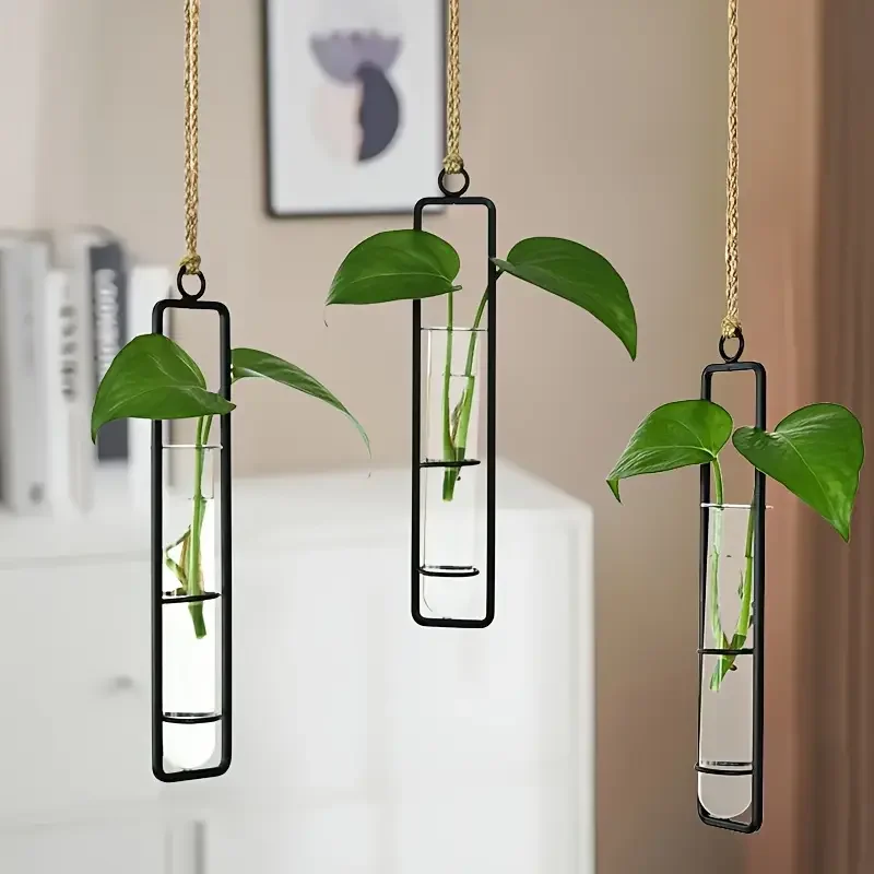 3Pc: Fashionable Metal Pointed Flower Vase Multifunctional Indoor Outdoor Wall Decoration Unique Hanging Home Garden