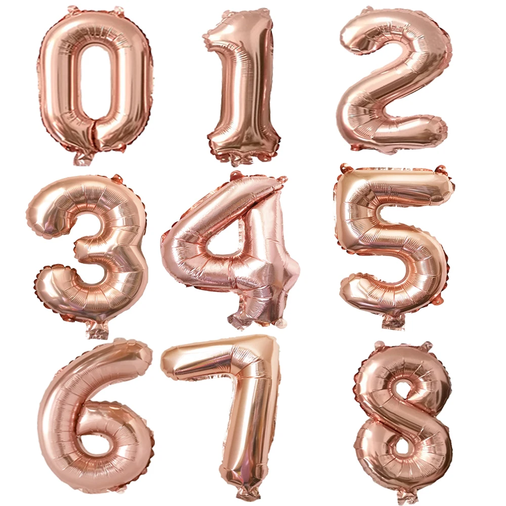 1 Stück 32 Zoll Roségold Nummer 0-9 Luftballons Geburtstag Party Dekoration Babyparty Partyzubehör 30. Geburtstag Party Luftballons Image