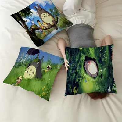 T-Totoros Kissenbezug Kissenbezug Dekor Kissenbezug Bedruckter Kissenbezug für Couch Image