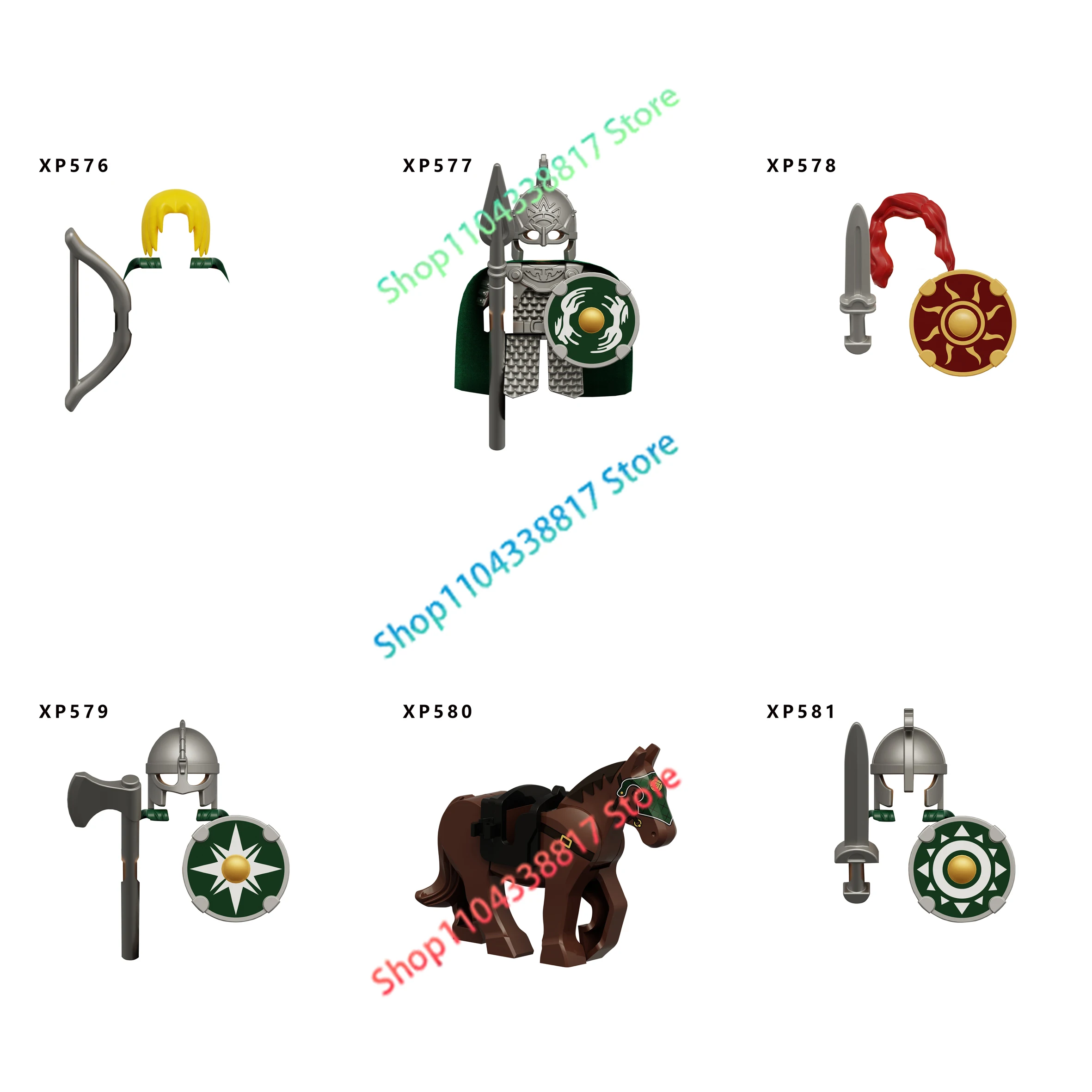 KT1078 XP576 XP581 Medieval Knights Rohan Soldiers Hama Princess Bricks Assembling Toy Building Blocks for Kids Birthday Gifts Image