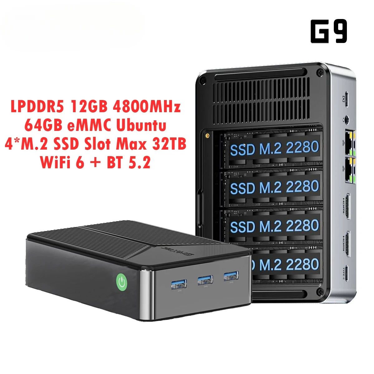 für GMKtec Nucbox G9 MINI PC Intel N150 MINI NAS Windows 11 Pro LPDDR5 M.2 2280 SSD WIFI6 BT5.2 Triple Screen Pocket Gaming Comp Image
