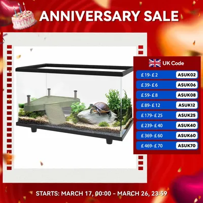 PawHut Turtle Tank Glass Turtle Aquarium w/ Easy Drainage