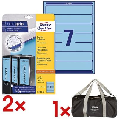 Avery Zweckform 2x Selbstklebende Ordnerrücken-Etiketten inkl. Sporttasche blau, 5 cm Image