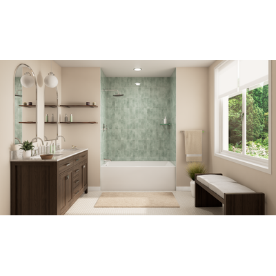Dreamline Prism 60 inch L x 36 inch W Acrylic Alcove Left-Hand Drain Bathtub, White BTPM6036XL00