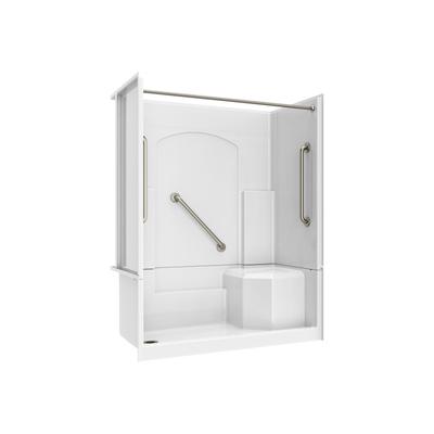 Dreamline DreamLine Accessible Living Alliance Plus Shower Kit, LH Drain, with Grab Bars and Curtain Rods, Brushed Nickel DALD6032L00X04
