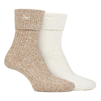 Ladies Turn Cuff Socks | Jeep | Walking Boot Socks Women, Komfortable Performance Polyester Socken - Taupe / Creme Image