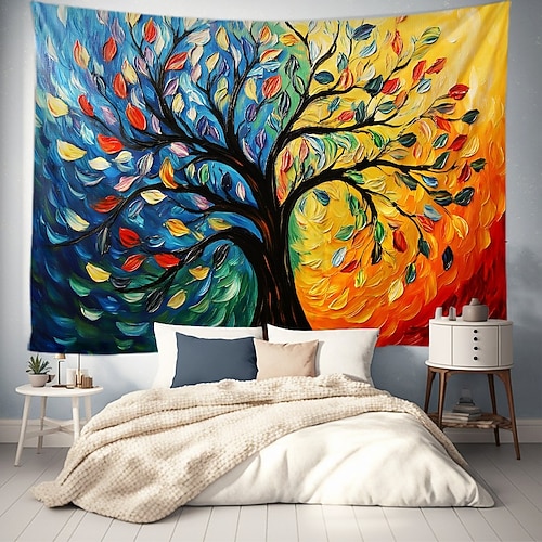 Baum des Lebens Hängender Wandteppich Wandkunst Großer Wandteppich Wanddekor Fotografie Hintergrund Decke Vorhang Haus Schlafzimmer Wohnzimmer Dekoration Malstil Image