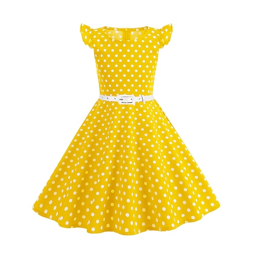 Retro Vintage 1950er Grease-Outfits Kleid Swing-Kleid Tupfen Kostüm Mädchen Karneval Maskerade Alltagskleidung Junggesellinnenabschiedsparty Erwachsene Kleid Abschlussballkleider Image