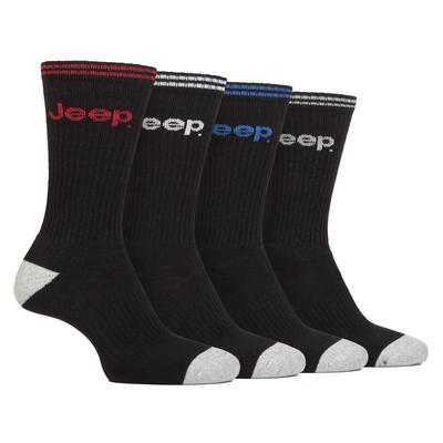 Herren Sport Crew Socken | Jeep | 4er Pack Baumwolle Laufsocken mit verstärkter Ferse und Spitze - Schwarz Image