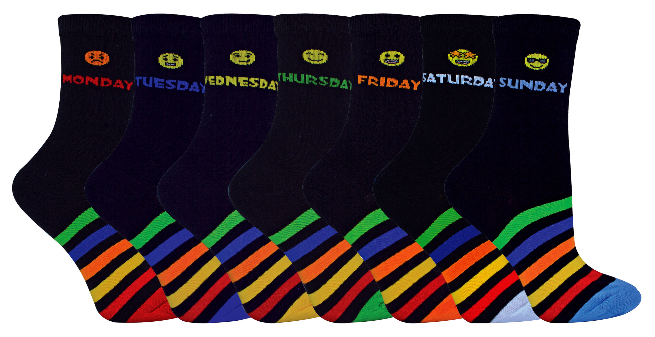 Kinder Neuheit Tage der Woche Socken | 7 Paare | Für Jungen & Mädchen Image
