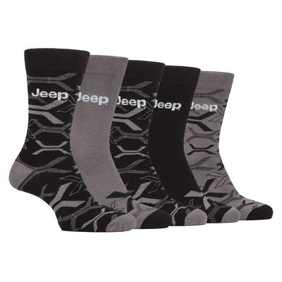 Herren Bambus Kleid Socken | Jeep | 5 Pack atmungsaktiv Freizeit Socken für jeden Tag tragen - Schwarz / Charcoal Image