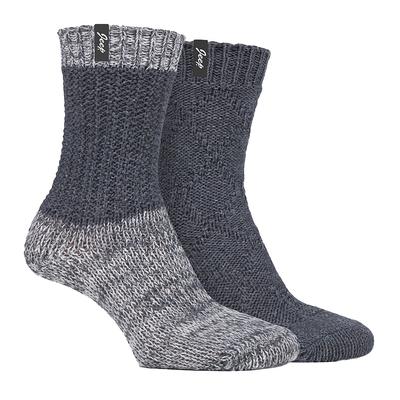 Damen Wollstiefelsocken | Jeep | Cable Knit Socken für Frauen, dicke gerippte Stricksocken für Outdoor und Freizeit - Charcoal / Cream Image