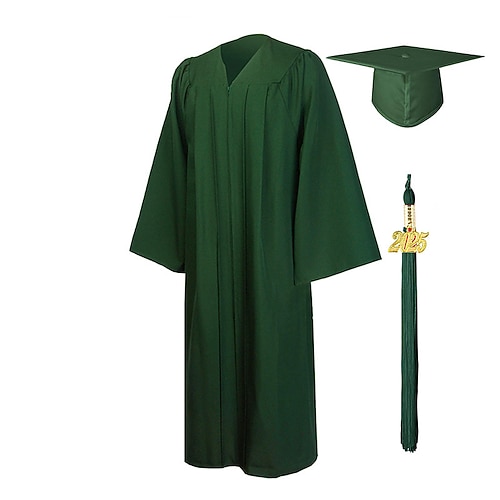 mattes Abschlusskleid, Kappe, Quaste, Set 2025 für High School und Bachelor Image