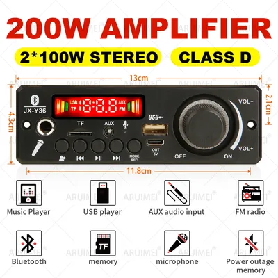 Bluetooth 5.1 DIY 200W Amplifier MP3 Decoder Board 12V Microphone FM Radio TF USB Car Audio Music Player Speaker Volume Control