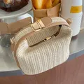 Yogodlns Borsa estiva piccola in paglia Borsa a tracolla alla moda Borsa a tracolla a secchiello intrecciata Borsa da spiaggia casual al mare Borsa con manico per ragazze