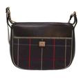 Borsa a tracolla vintage Burberry Authentic Canvas Nova Check in pelle blu navy
