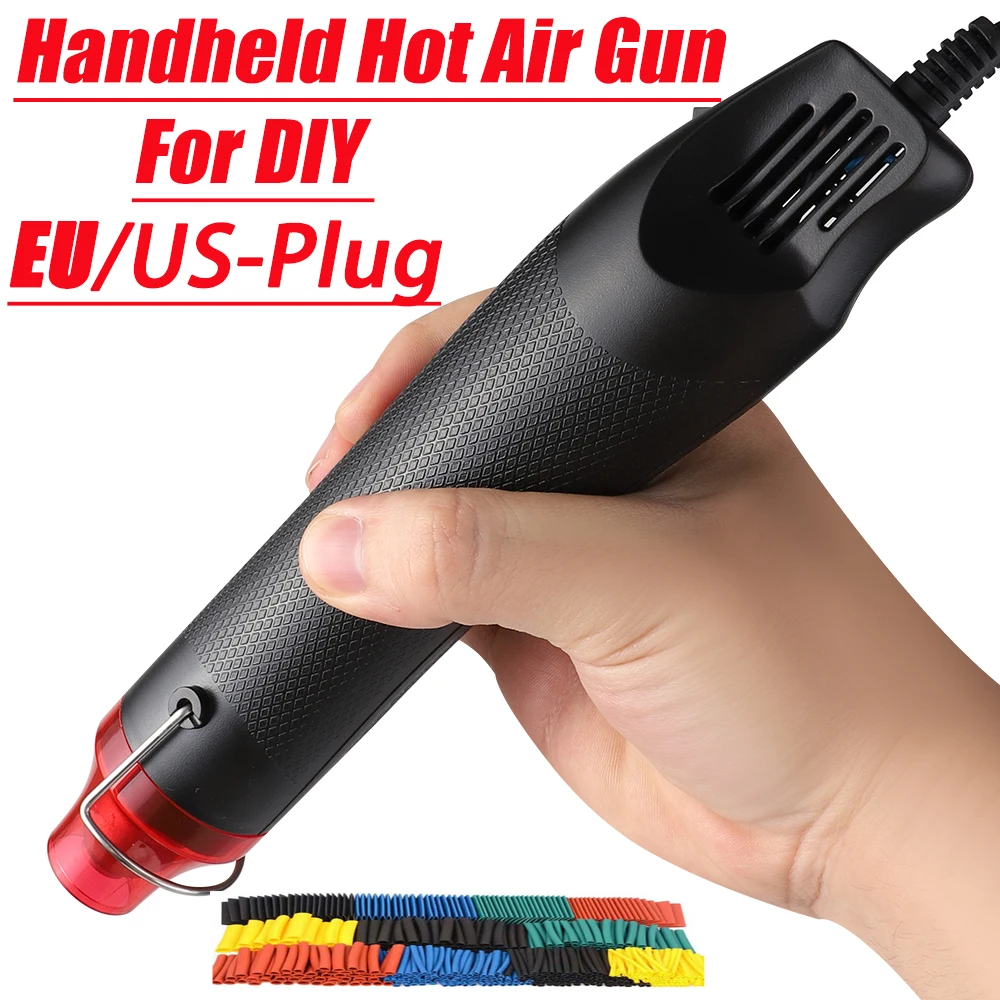 Pistolet à air chaud 220/110V, outil de bricolage, outil de chauffage électrique, mini ventilateur de processus de température de soudage, avec contraction de base de support