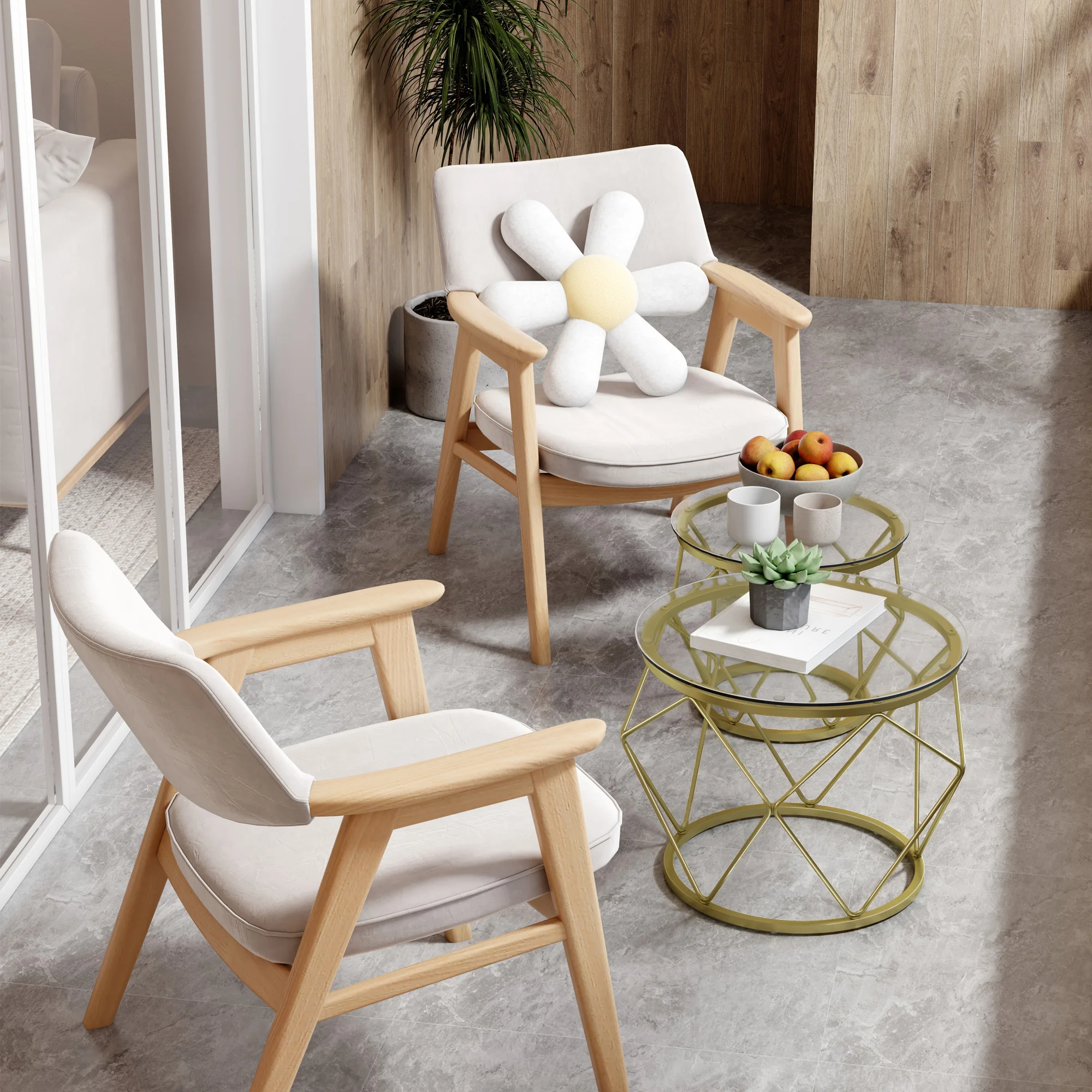 Hzuaneri Table basse ronde, lot de 2, tables d