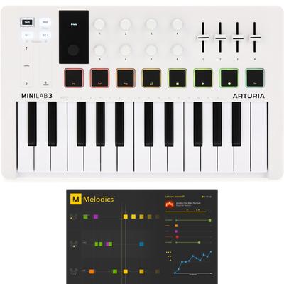 Arturia MiniLab 3 25 Slim-key Controller with Melodics Lessons - White