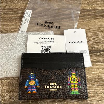 Coach Bags | Coach Card Holder With Ai Robots Nwt | Color: Black/Brown | Size: Os