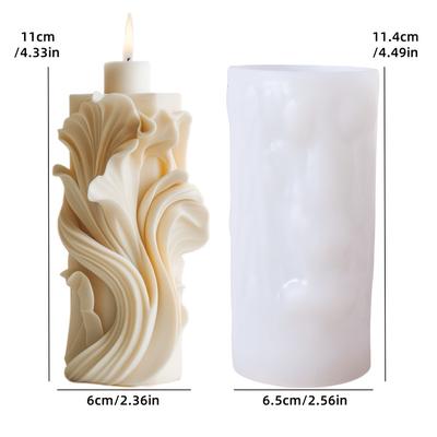 TEMU Wavy Spiral Candle Silicone Mold - Tree Pattern In Wave Shape, Resin Plaster Mold, Cement Concrete Mold For Candle Making, Candle Making Supplie Image