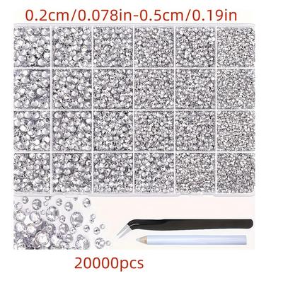 TEMU 20000pcs Resin Rhinestones With Tweezers For Crafting, Clear Flatback Gems, Bedazzling For Diy Crafts Clothing Tumblers Shoes Fabric Nail Art Image