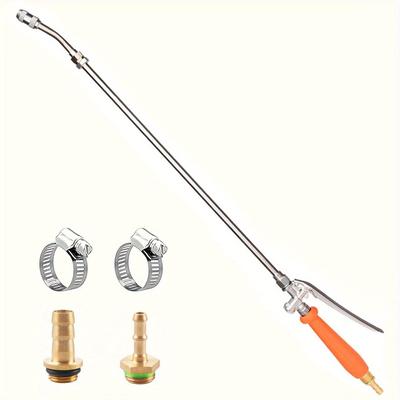 TEMU 1/2pcs 29 Inch Sprayer Rod Compatible With 3/8 Inch Hose, Adjustable Nozzle Sprayer, Stainless Steel Garden Replacement Sprayer Rod With Built-in Check Valve, Hose Quick Connector And Clip Image