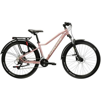 Mountainbike KROSS "Damen Hardtail Lea 4.0 EQ" Gr. 38, rosa (rosa, schwarz), Fahrräder, 38cm, 27,5 + Zoll (69,85cm) hinten: 27,5 + Zoll (69,85cm)