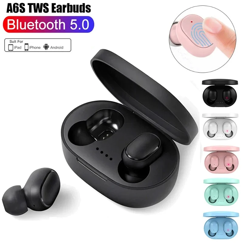 TWS A6S Drahtlose Kopfhörer Wasserdichte Touch Control Bluetooth Kopfhörer HiFi In Ear Sport Ohrhörer mit Mikrofon Für Handy Smartphone Image