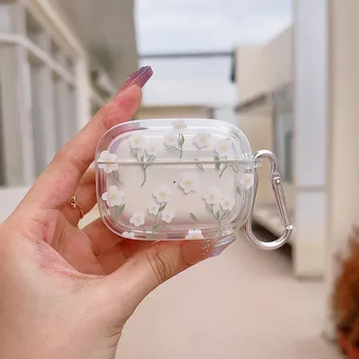 Drahtlose Bluetooth-Hülle für AirPods1/2/3 AirPods4 AirPods Pro und Pro2 Tpu-Kopfhörerabdeckung mit Blumenmuster und Schlüsselanhänger-Hülle Image