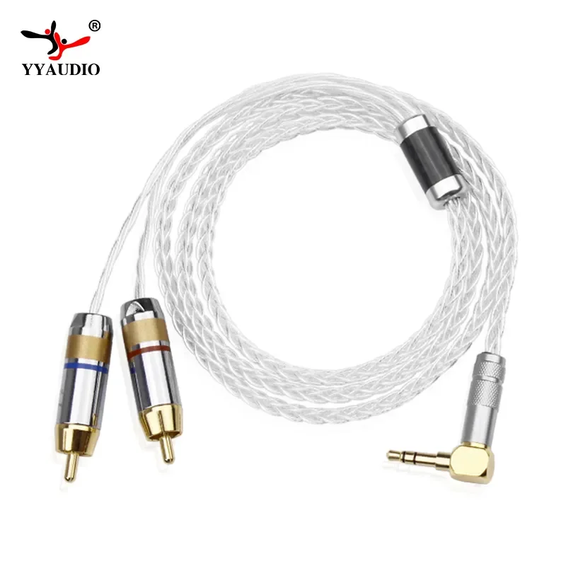 Yyaudio Y-8 7n occ versilbert 3,5mm bis 2 rca kabel hi-end 3,5mm trs zu dual rca kabel audio kabel rca hifi verstärker home dvd Image