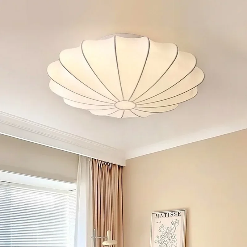 Nordic Wabi Sabi Seide Decke Lampen Kreative Runde Wohnzimmer Bar Wohnkultur Beleuchtung Schlafzimmer Decke Licht Led Glanz Leuchten
