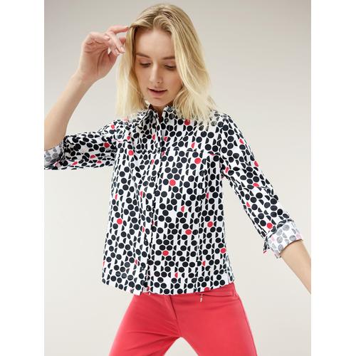 Walbusch Damen Boxy Bluse Klima Komfort Schwarz gepunktet