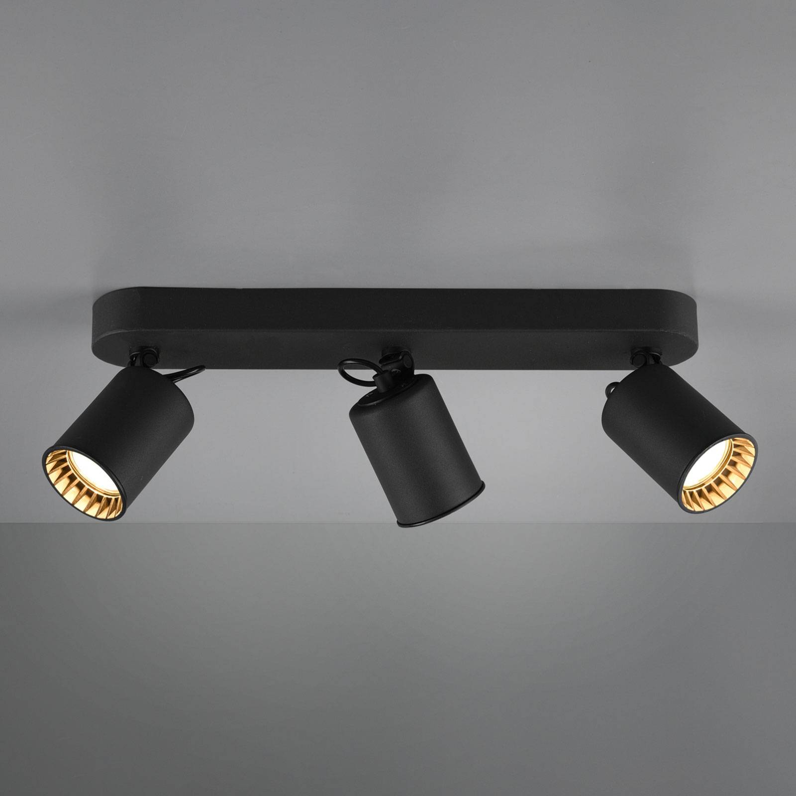 Trio Lighting Deckenstrahler Pago, dreiflammig, schwarz dimmbar, schwarz, für Wohn- / Esszimmer, Metall, Modern, Strahler