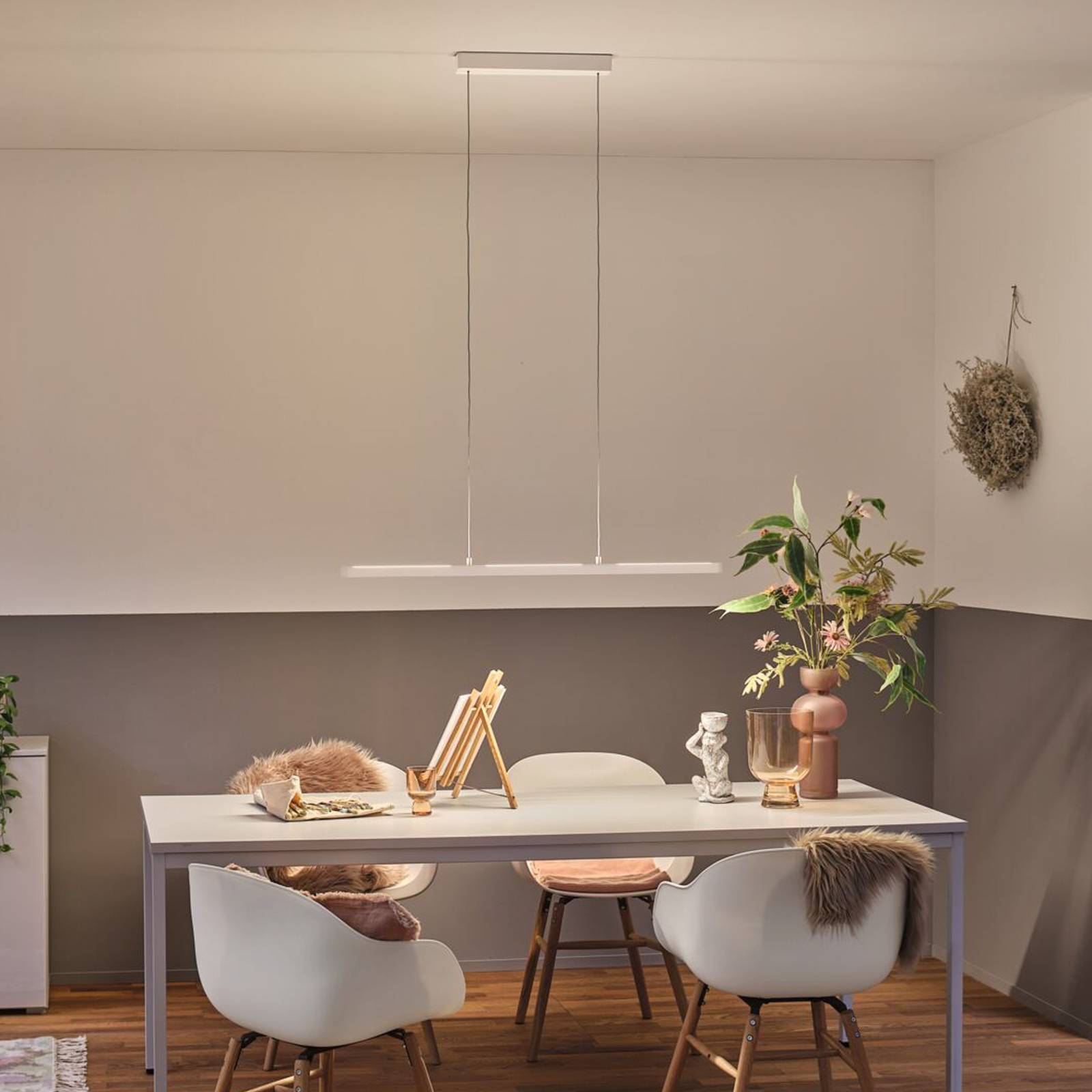 Paulmann Smarte Hängelampe Lento, dimmbar, weiß / opal, für Wohn- / Esszimmer, Aluminium, Modern, Smart Home Pendelleuchte