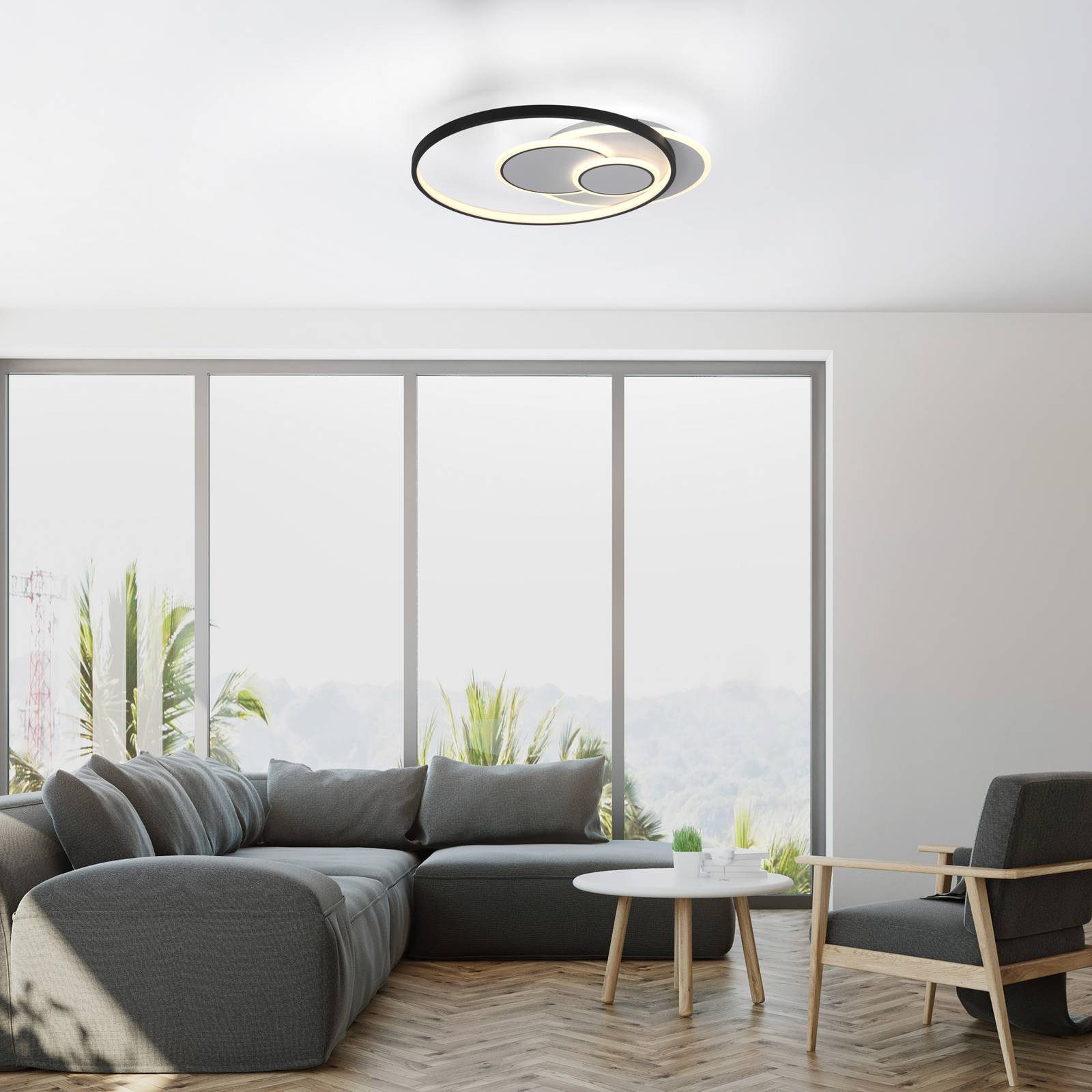 Paul Neuhaus LED Deckenlampe Mailak, schwarz, für Wohn- / Esszimmer, Metall, Modern, LED Deckenleuchte