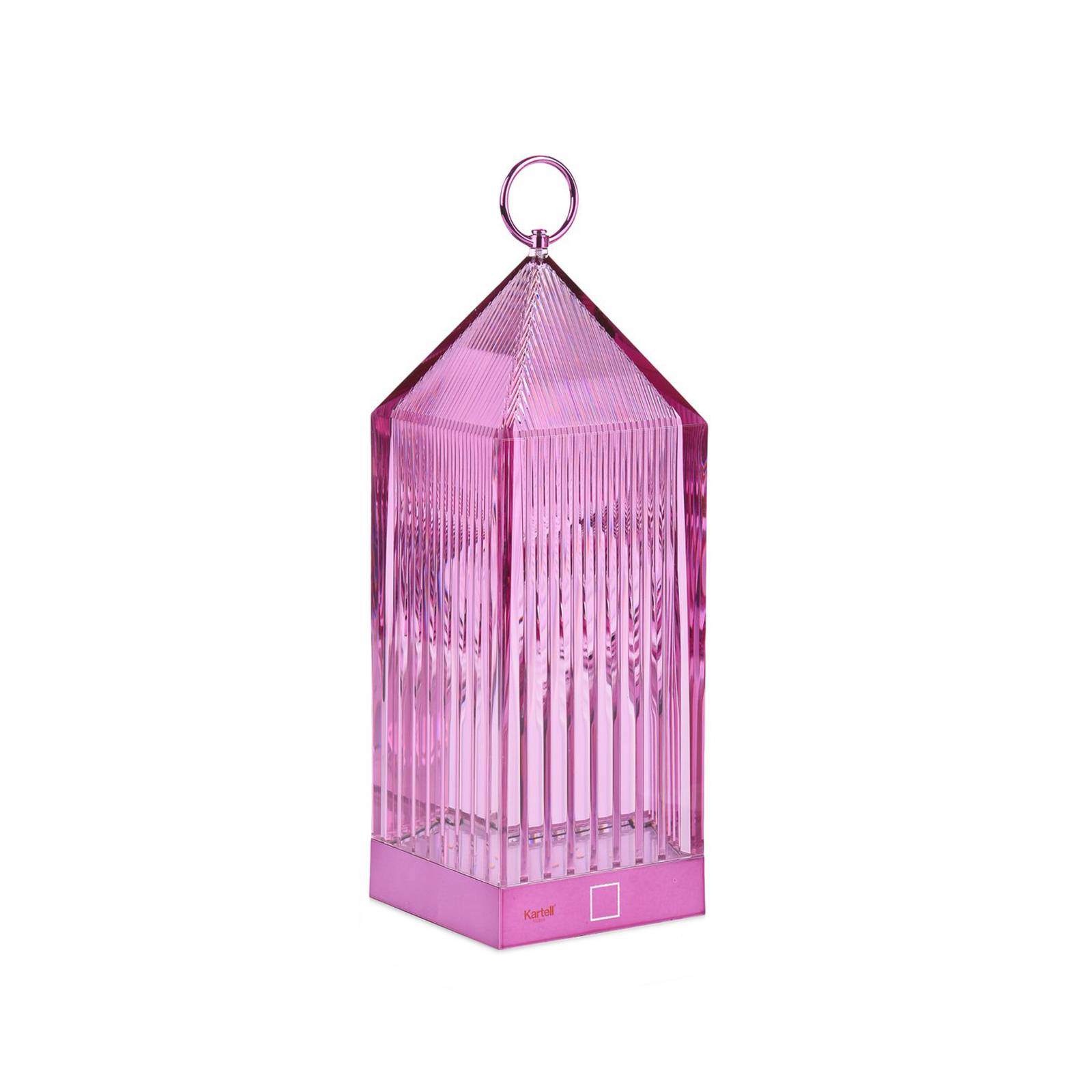 Kartell LED-Akku-Tischlampe Lantern, lila, recycelt, IP54 dimmbar, violett / pink / rose, für Schlafzimmer, Kunststoff, Design