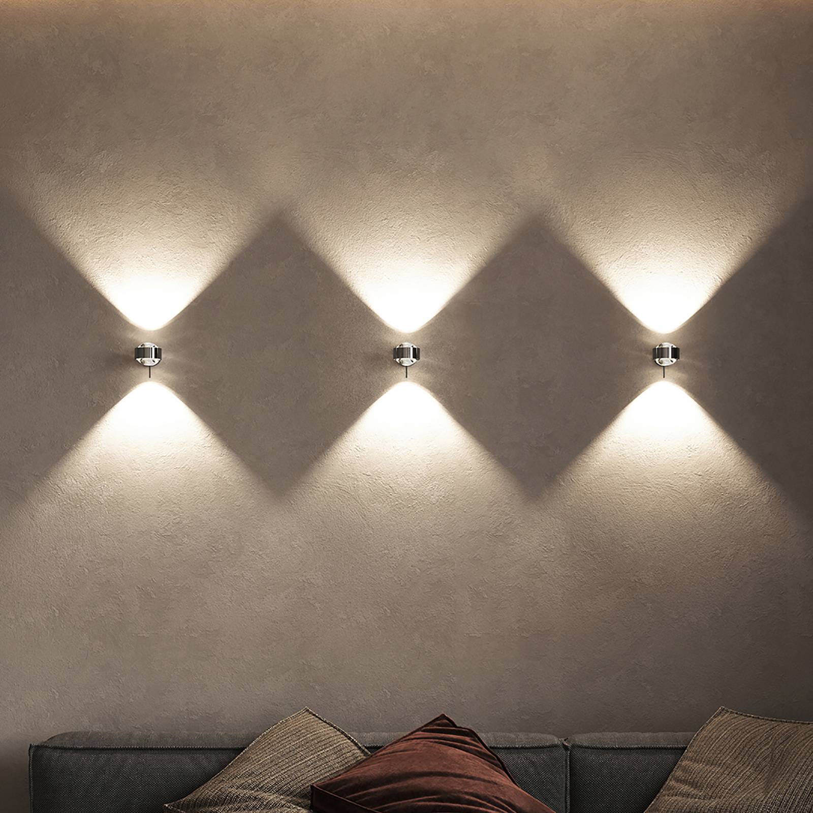 Top Light Wandstrahler PUK Mini Wall+, dimmbar, chrom / silber, für Wohn- / Esszimmer, Metall, Design, Wandleuchte, Wandlampe Innen