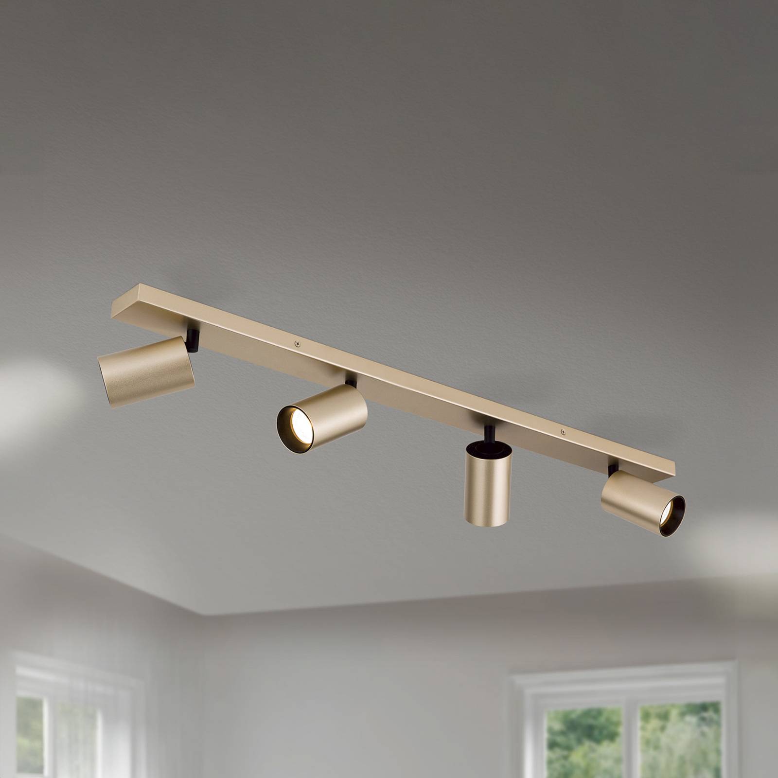 ORION Strahler Sean, 4-flg., goldfarben, Metall, schwenkbar dimmbar, messing / gold, für Wohn- / Esszimmer, Metall, Modern, Strahler