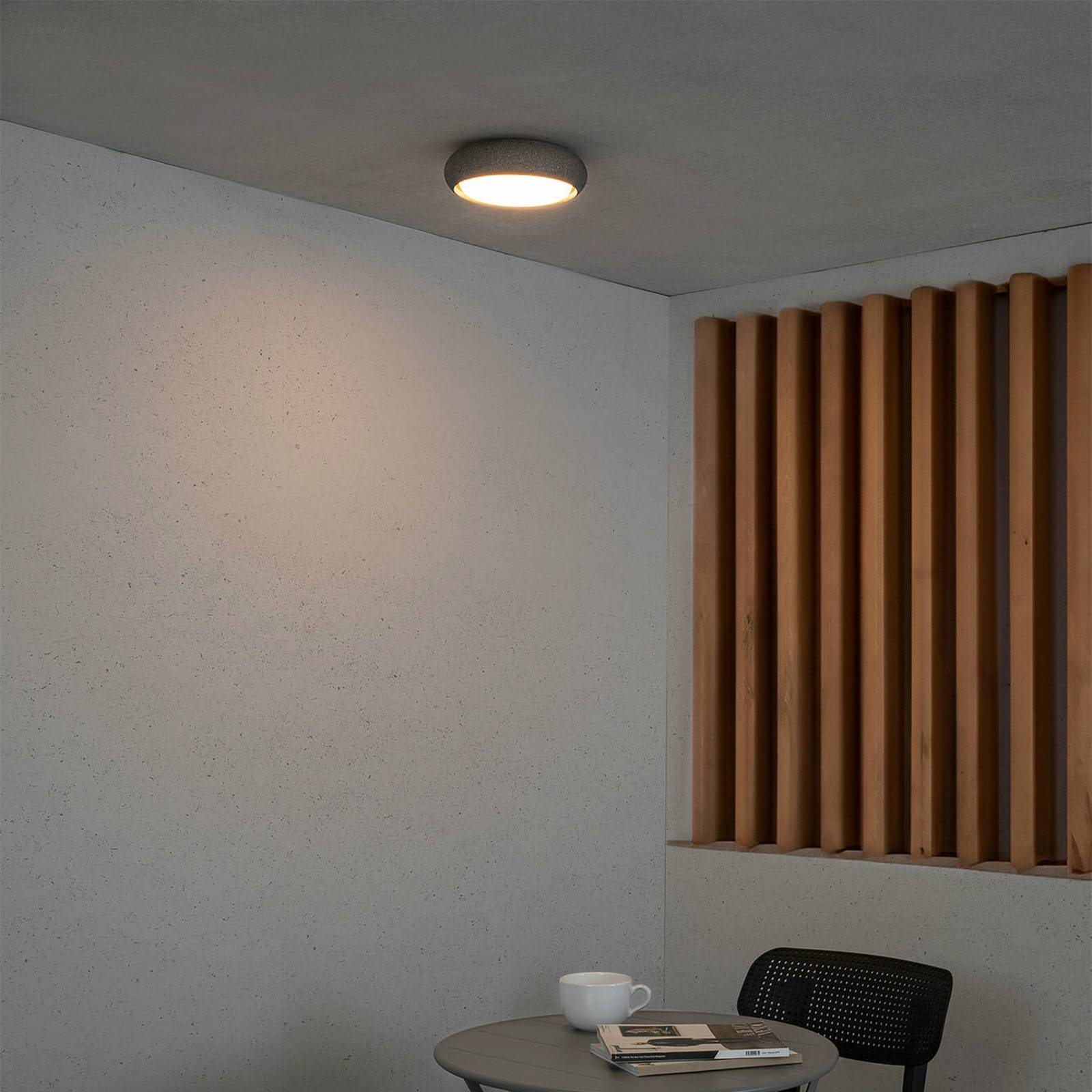 FARO BARCELONA LED Außendeckenleuchte Anga, alu / grau / zink, Beton, Modern, LED Deckenleuchten