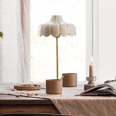 PR Home Tischlampe Wells, creme / amber, für Wohn- / Esszimmer, Metall, Tischlampe Image