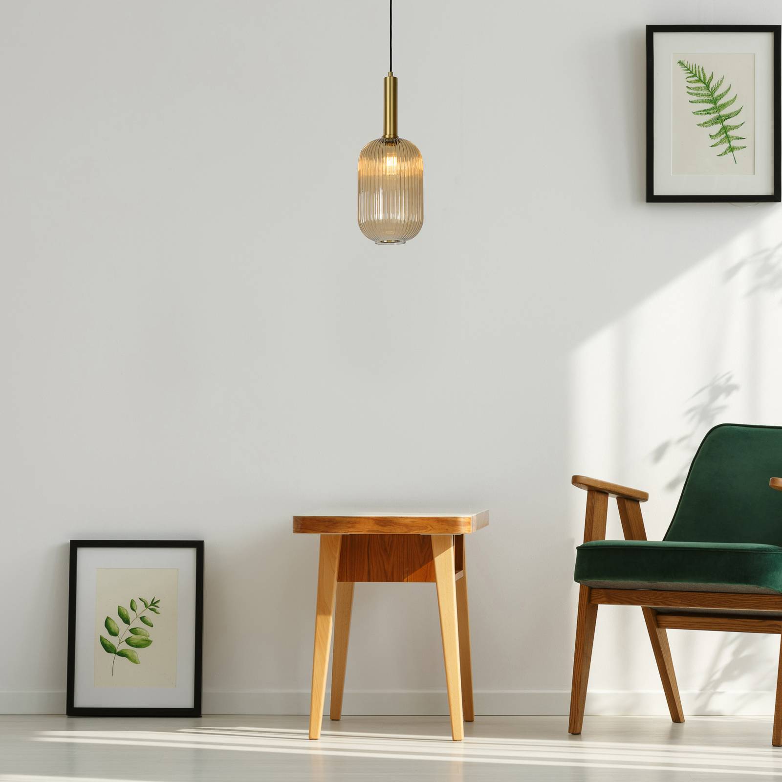 Lucide Glas-Hängeleuchte Maloto, Ø 20 cm, amber dimmbar, creme / amber, für Wohn- / Esszimmer, Glas