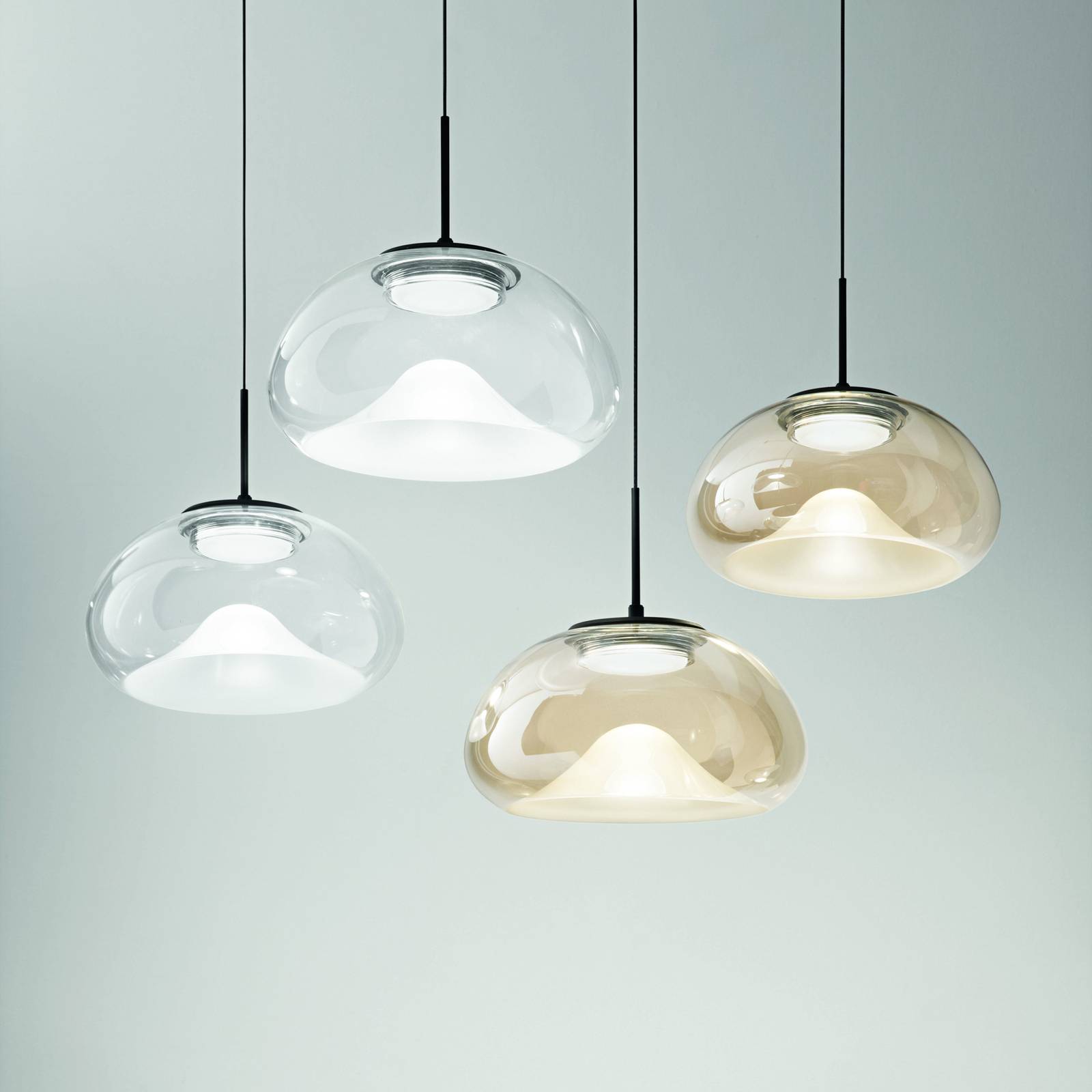 Fabas Luce Glas Hängelampe Brena, dimmbar, creme / amber, für Wohn- / Esszimmer, Glas, Design, Pendelleuchte