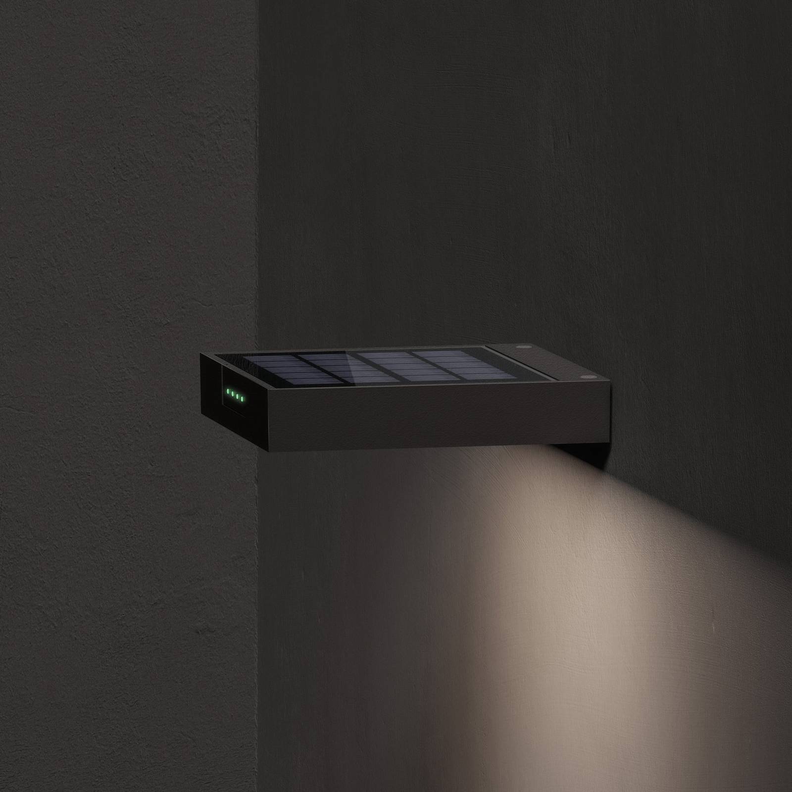 KLEWE LED-Solar-Wandleuchte ALA WALL, anthrazit, Alu, IP65 WALL, schwarz, Aluminium, Modern, Solarleuchte außen