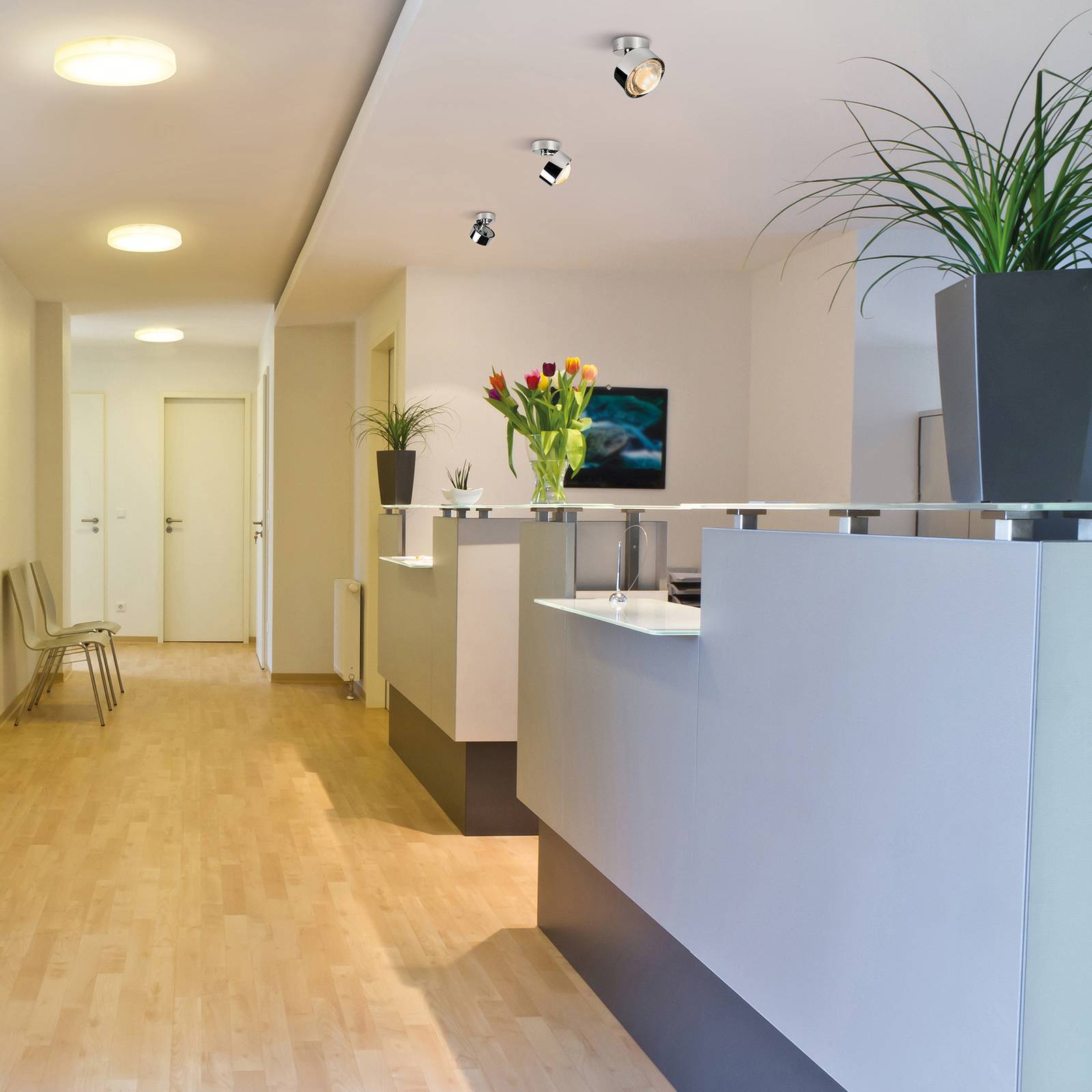 Top Light LED Deckenspot PUK Mini Move, dimmbar, chrom / silber, für Wohn- / Esszimmer, Metall, Design, LED Deckenleuchte