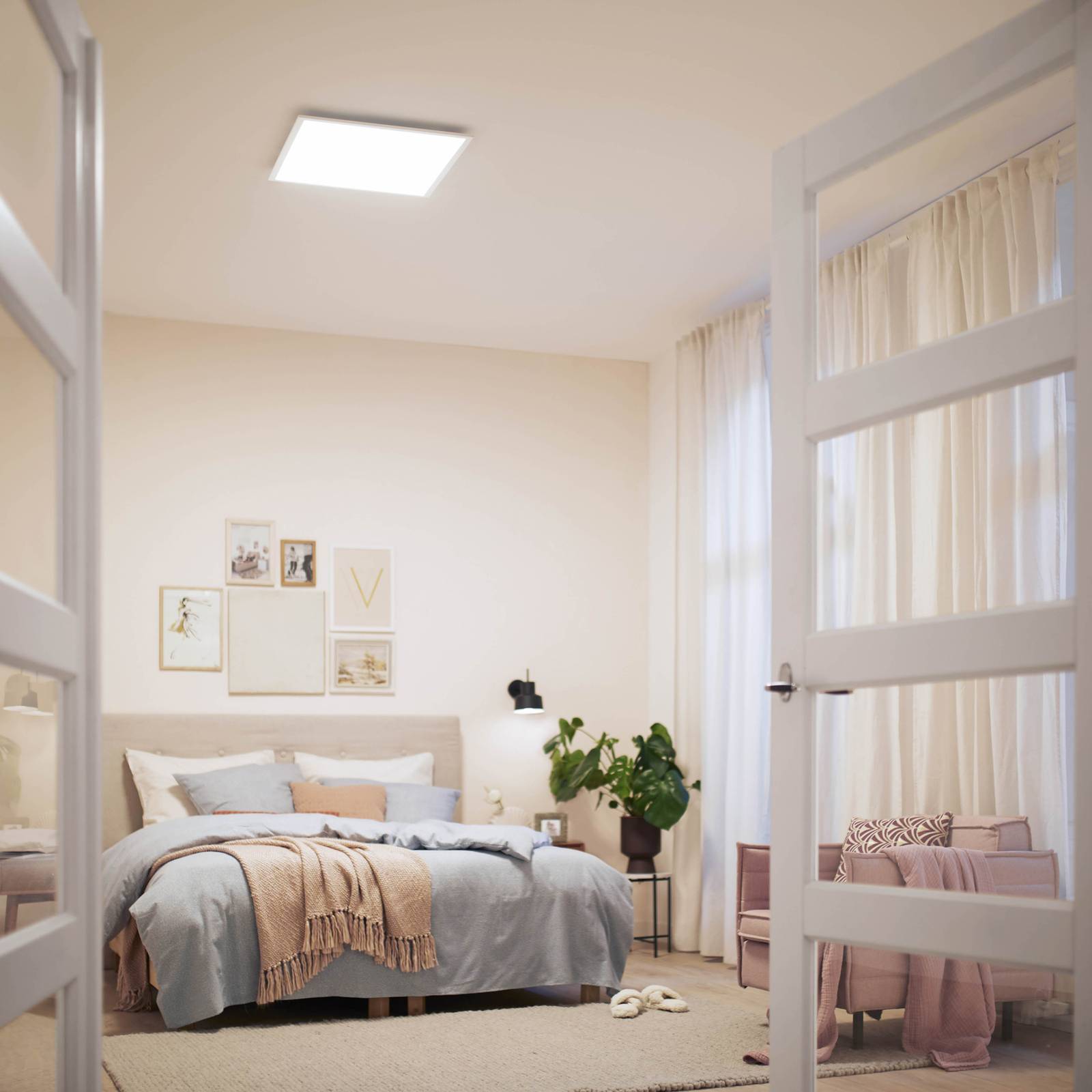 Philips LED Panel Touch, dimmbar, weiß / opal, für Arbeitszimmer / Büro, Metall, LED Deckenleuchte