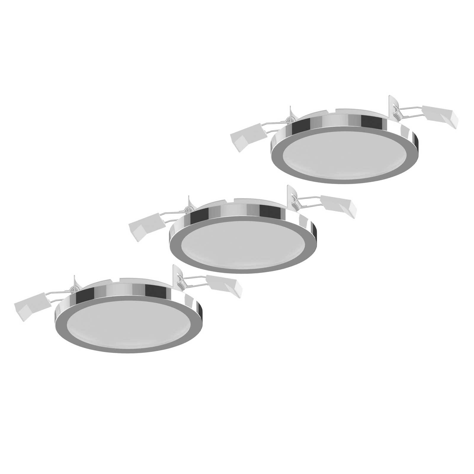 LIGHTME Einbauleuchte Aqua Pur Ø11cm 3er-Set chrom, chrom / silber, für Badezimmer, Aluminium, Modern, Deckenlampe