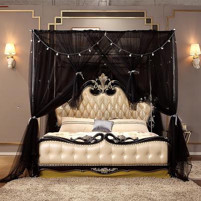 Princess Style Mosquito Net Bed Canopy Palace with Four Doors Encrypted Fantasy Square Top Mosquito Netting Bed