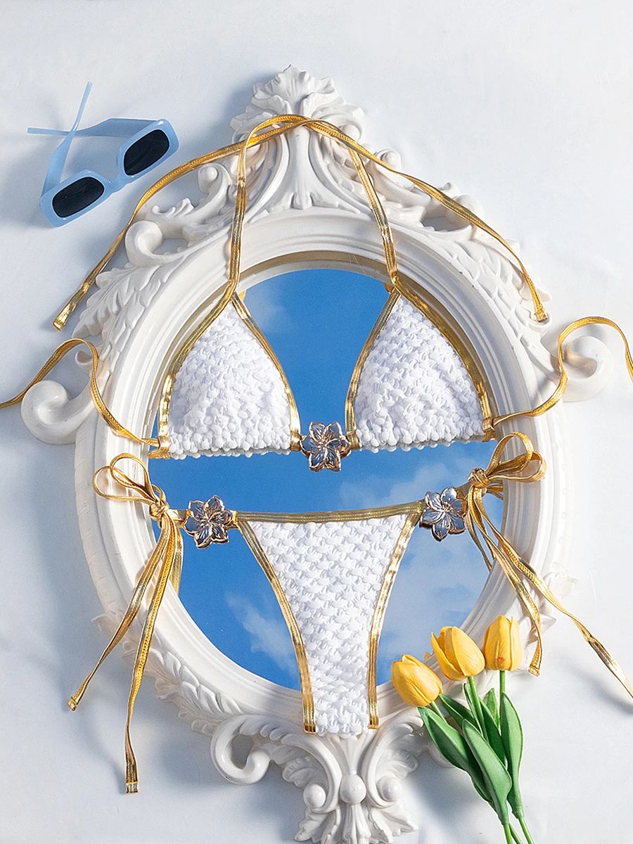 Sexy Micro-Bikinis für Damen, Badeanzug, 2025, Bandeau-Bademode, Neckholder-Badeanzug, Strandmode, String-Tanga-Bikini-Set, Biquini weiblich Image